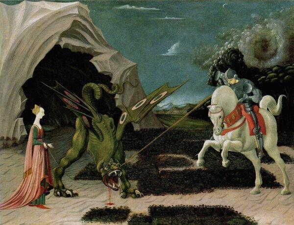 "Saint George and the Dragon," circa 1470, by Paolo Uccello. Oil on canvas. National Gallery, London. (Public Domain)
