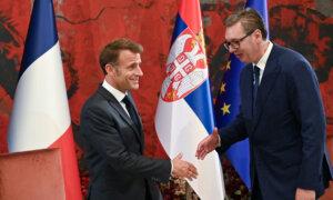 French President Macron Meets Serbian President Vucic in Belgrade