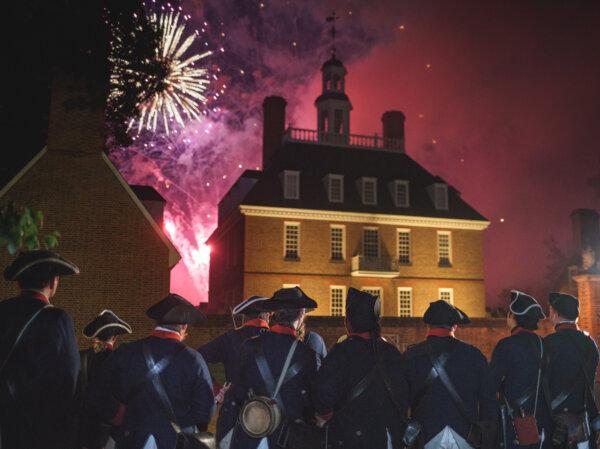 Fourth of July fireworks display over the Governor's Palace in Colonial Williamsburg’s Historic Area. (Darnell Vennie/The Colonial Williamsburg Foundation/TNS)