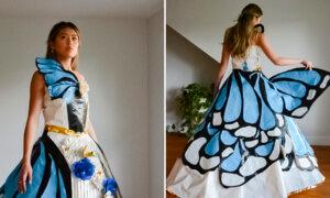 ‘In Honor of My Grandmother’: Teen Creates Butterfly Prom Dress From 36 Rolls of Duct Tape, Wins Scholarship