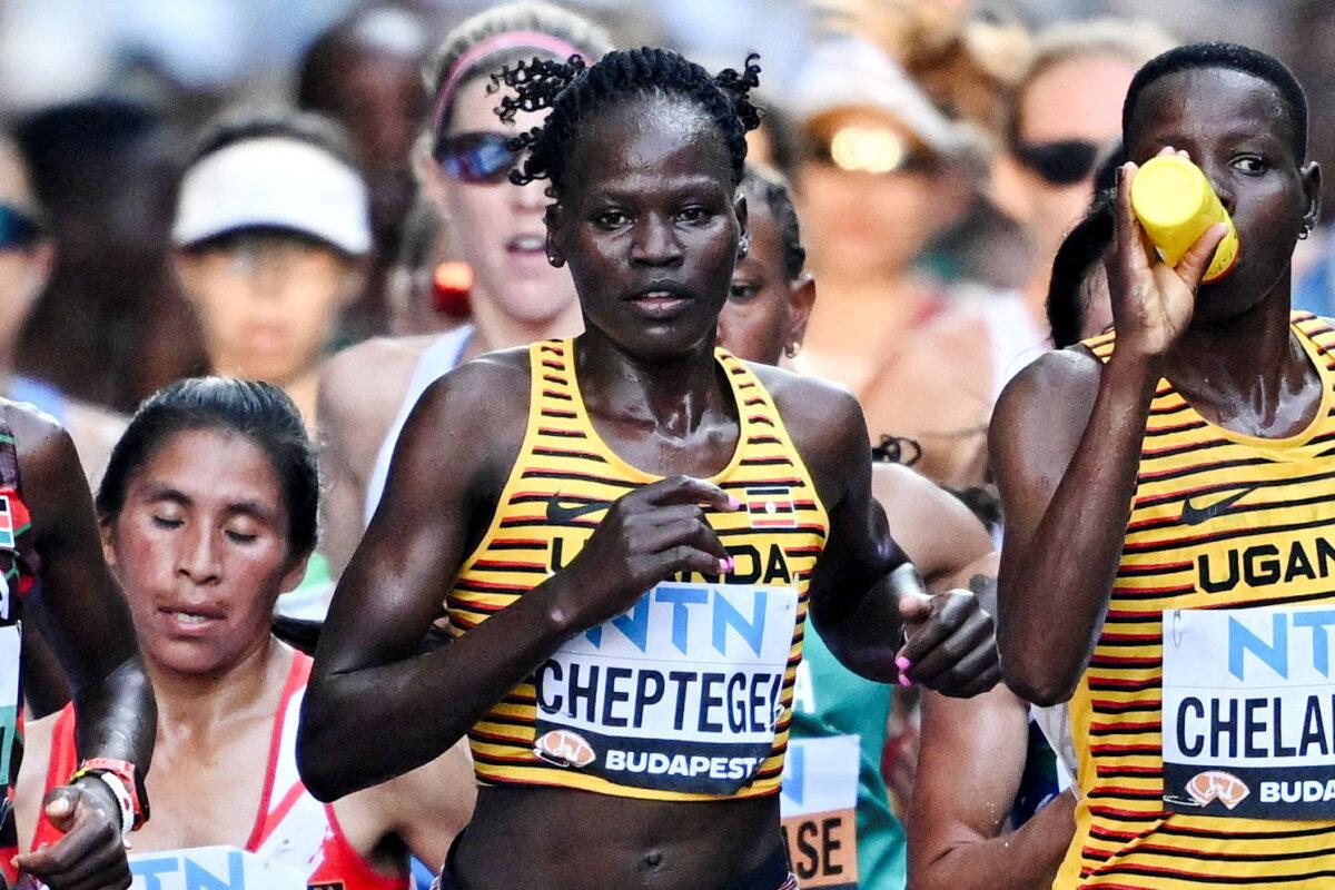 Uganda's Rebecca Cheptegei competes in the women's marathon final at the World Athletics Championship in Budapest, Hungary, on Aug. 26, 2023. (Dylan Martinez/Reuters)