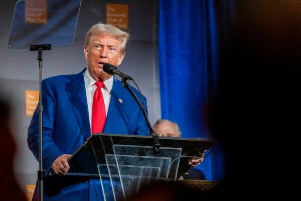 Republican presidential nominee, former President Donald Trump addresses the Economic Club of New York, on Sept. 5, 2024. (Spencer Platt/Getty Images)