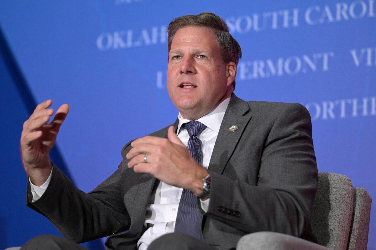 New Hampshire Gov. Chris Sununu takes part in a panel discussion in Orlando, Fla., on Nov. 15, 2022. (Phelan M. Ebenhack/AP Photo)