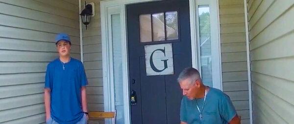 In this image from video, Colt Gray and Colin Gray speak to law enforcement in 2023. (Jackson County Sheriff's Office via AP)