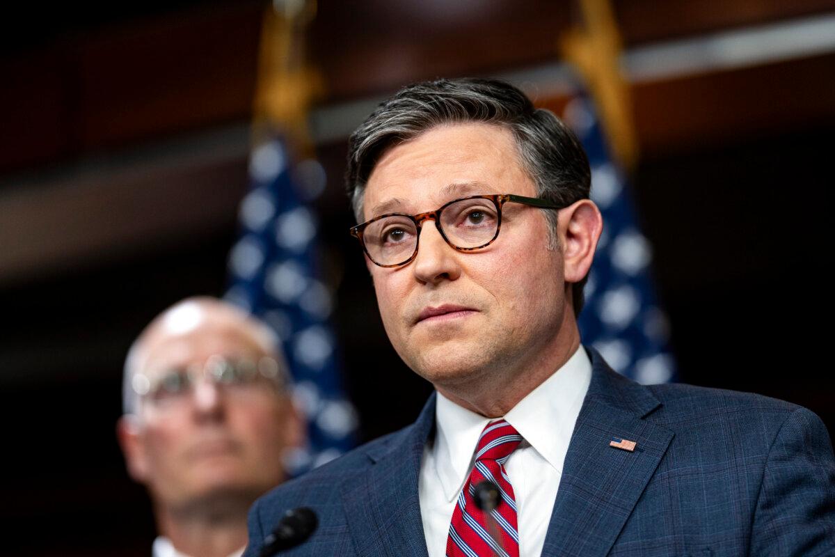 House Speaker Mike Johnson (R-La.) speaks during a news conference at the U.S. Capitol on Sept. 10, 2024. (Kent Nishimura/Getty Images)