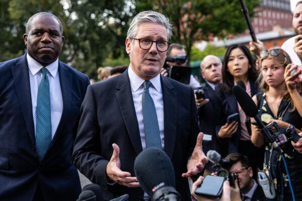 British Prime Minister Keir Starmer speaks to reporters following a bilateral meeting with President Joe Biden at the White House on Sept. 13, 2024. (Anna Rose Layden/Getty Images)