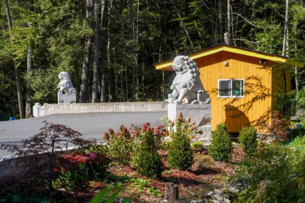The South Gate of the Dragon Springs campus in Cuddebackville, N.Y., on Oct. 1, 2023. (Cara Ding/The Epoch Times)