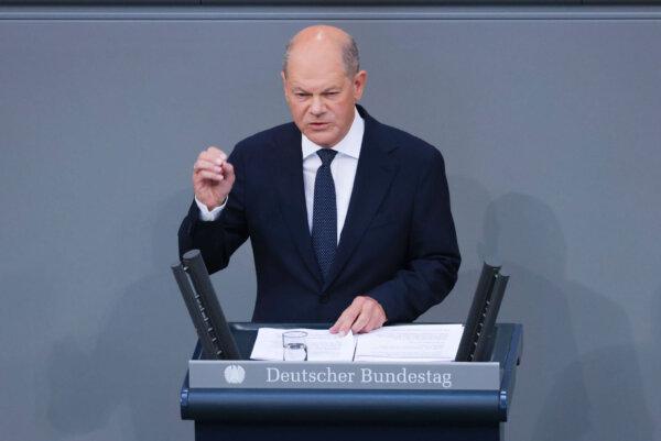 German Chancellor Olaf Scholz gives a government declaration at the Bundestag in Berlin on June 6, 2024. (Sean Gallup/Getty Images)