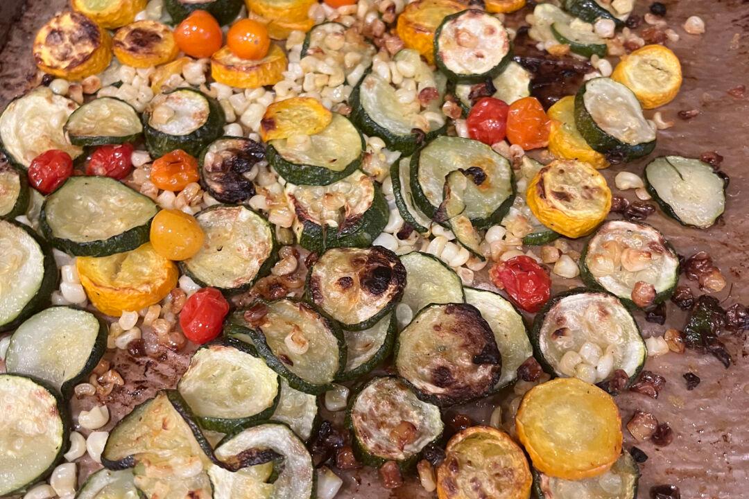 Sheet Pan Roasted Zucchini, Corn and Tomatoes, a Perfect Late Summer Side Dish