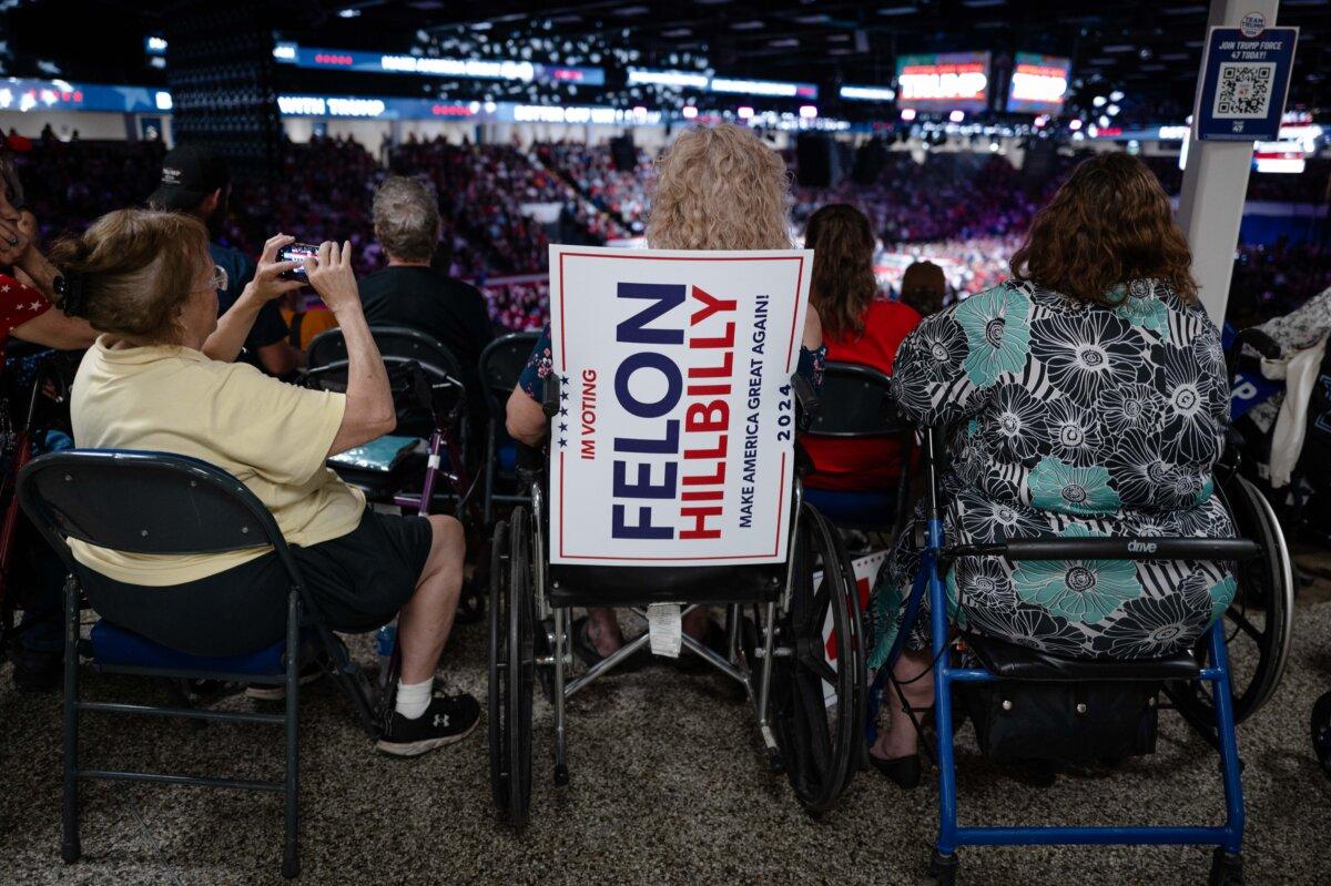 Guests attend a campaign rally for Republican presidential nominee, former President Donald Trump, in Flint, Mich., on Sept. 17, 2024. (Scott Olson/Getty Images)