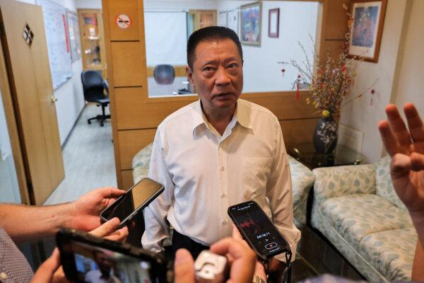 Hsu Ching-kuang, founder and president of Gold Apollo, speaks to the media at their office in New Taipei City, Taiwan, on Sept. 18, 2024. (Ann Wang/Retuers)