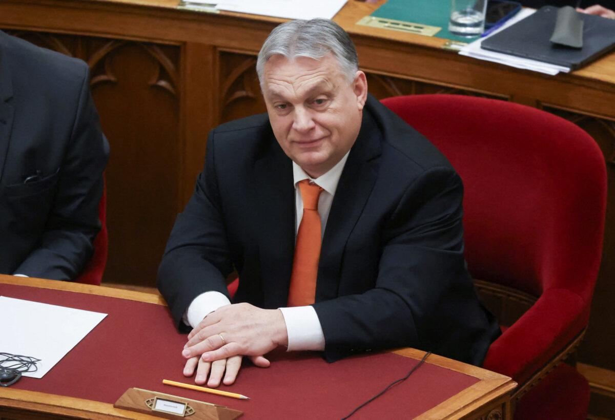 Hungarian Prime Minister Viktor Orban in Budapest, Hungary, on Feb. 26, 2024. (Bernadett Szabo/Reuters)
