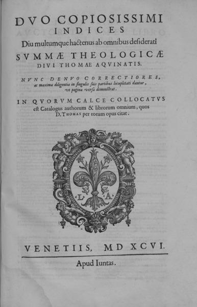 Cover page of the "Summa Theologica," 1596 edition. (Public Domain)