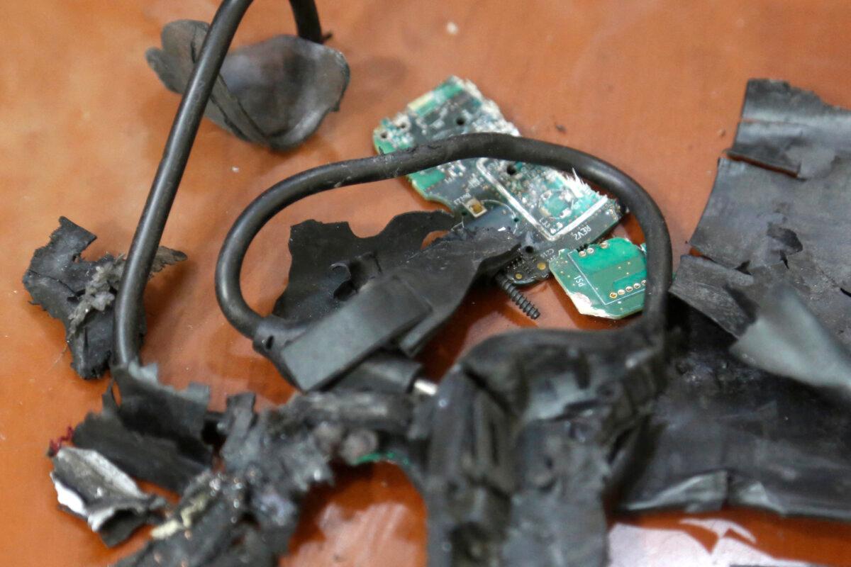 The remains of one of the exploding Hezbollah pagers in Beirut, Lebanon, on Sept. 18, 2024. (AFP)
