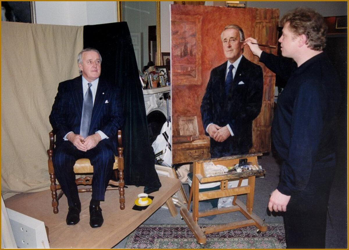 In 2002, former Canadian Prime Minister Brian Mulroney had his portrait painted by Igor Babailov in the artist’s studio. Oil on canvas; 48 inches by 40 inches. (Courtesy of Igor Babailov)