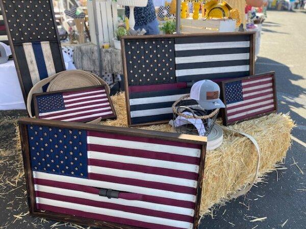 Flags made from retired fire hoses. Courtesy of Ryan Chagonjian