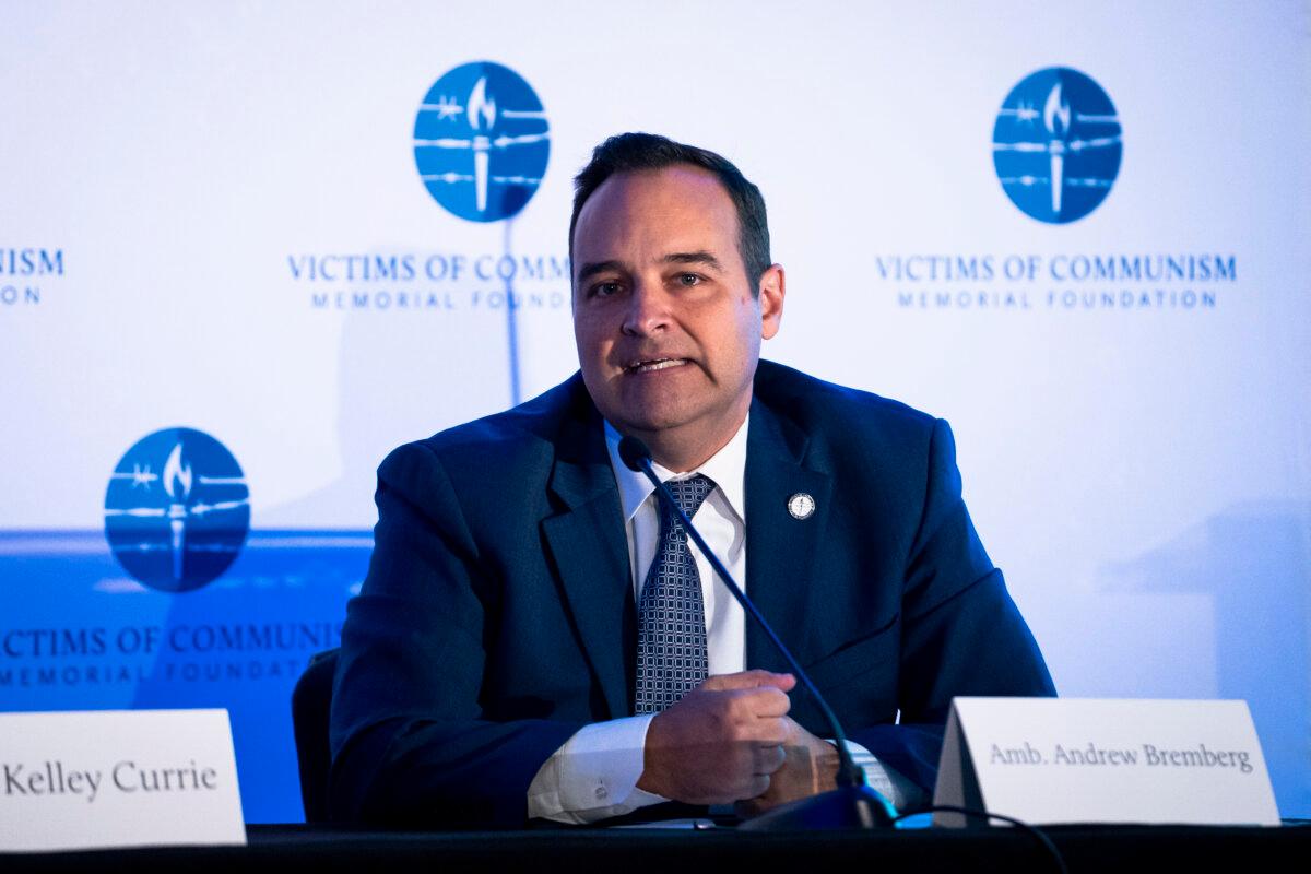 Andrew Bremberg, former U.S. ambassador to the U.N. in Geneva and president emeritus at the Victims of Communism Memorial Foundation, speaks during the China Forum in Washington on Sept. 25, 2024. (Madalina Vasiliu/The Epoch Times)