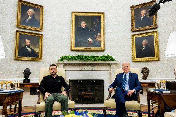 President Joe Biden meets with Ukrainian President Volodymyr Zelenskyy at the White House on Sept. 26, 2024. Biden hosted the Ukrainian president at the White House for talks on Kyiv's "victory plan" against Moscow. (Saul Loeb/AFP via Getty Images)