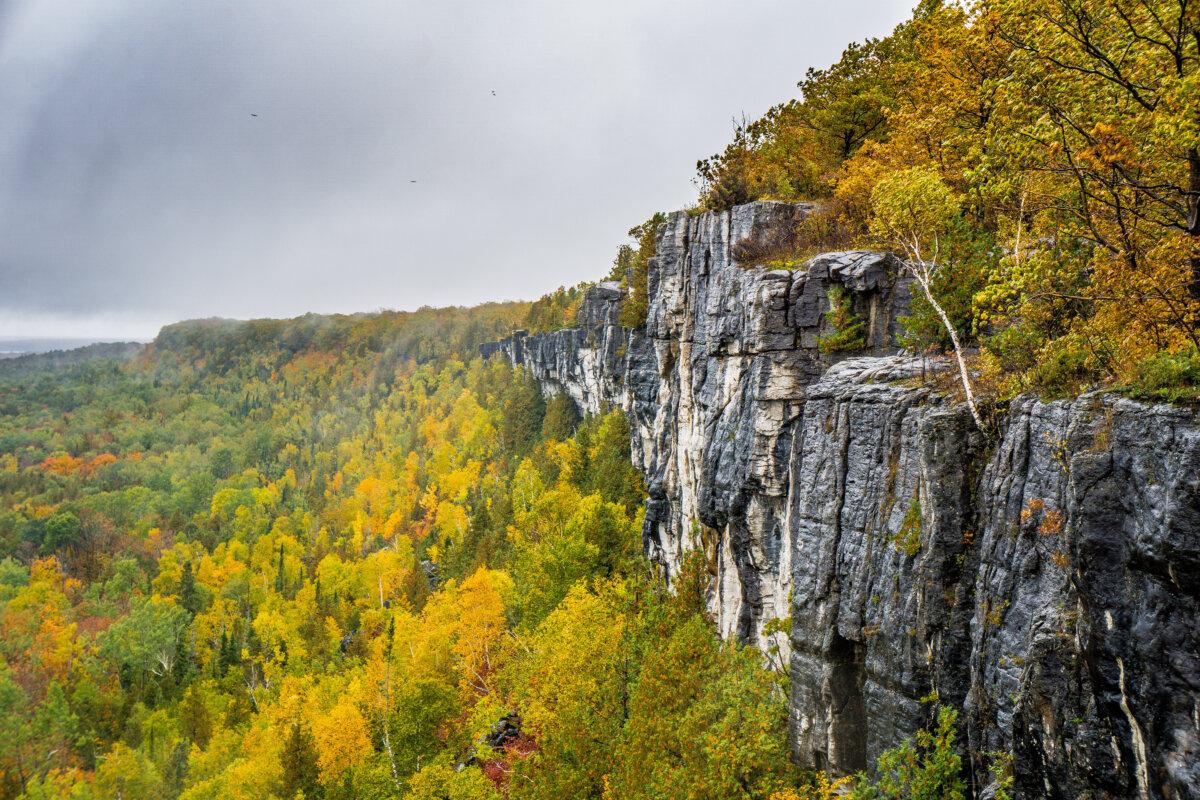 View on Manitoulin island during fall from the cliffs of Cup and Saucer trail. (Shutterstock/Pernelle Voyage)