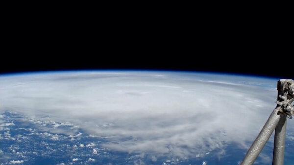 Satellite image shows Hurricane Helene churning through the Gulf of Florida on Sept. 26, 2024. (Screenshot via NASA/ Reuters)