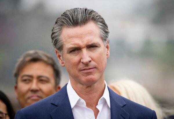 California Gov. Gavin Newsom speaks in Los Angeles on Sep. 25, 2024. The Del Mar Fairgrounds is run by a nine-member board appointed by Gov. Gavin Newsom, making the organization ineligible for COVID Paycheck Protection Program loans, according to federal prosecutors. (John Fredricks/The Epoch Times)