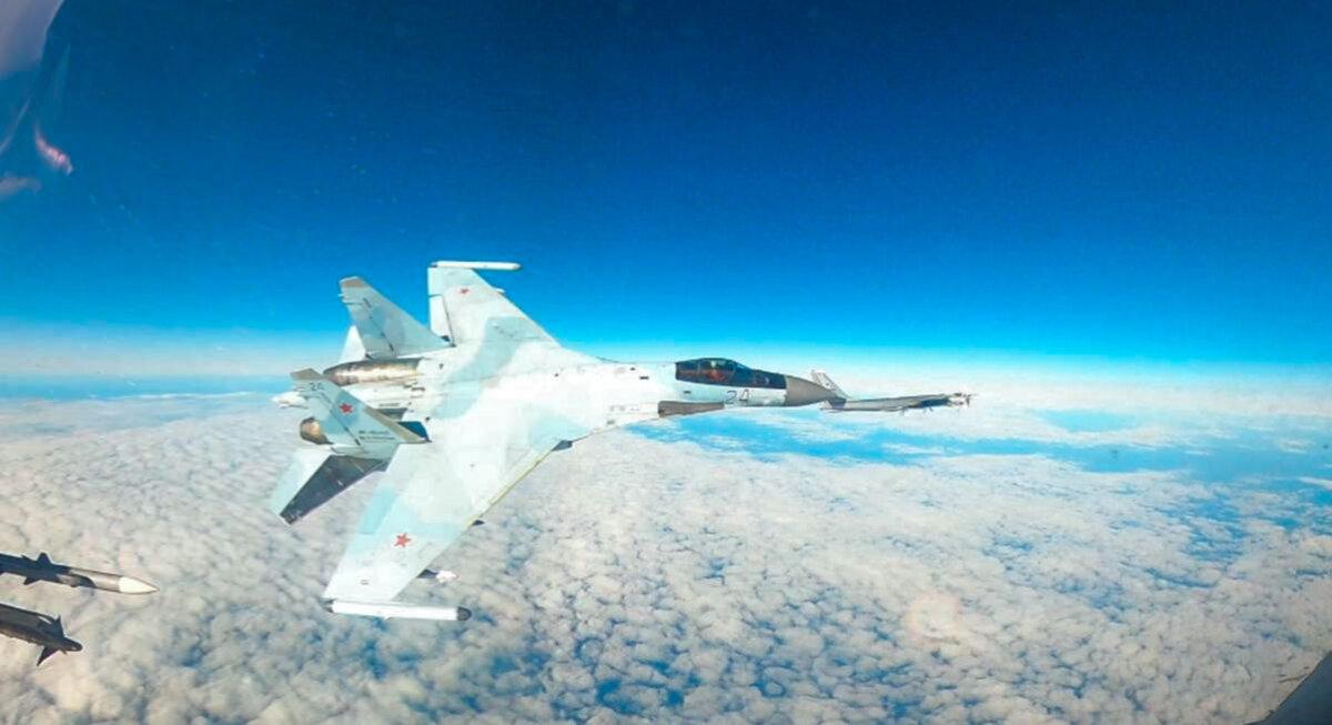 A Russian fighter jet flies close to a North American Aerospace Defense Command near the coast of Alaska, in this Sept. 23, 2024 photo. (NORAD)