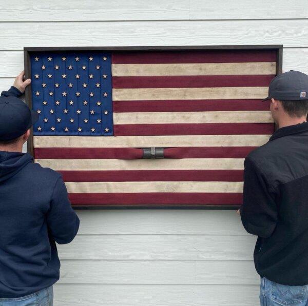 Hanging up a flag. (Courtesy of Ryan Chagonjian)