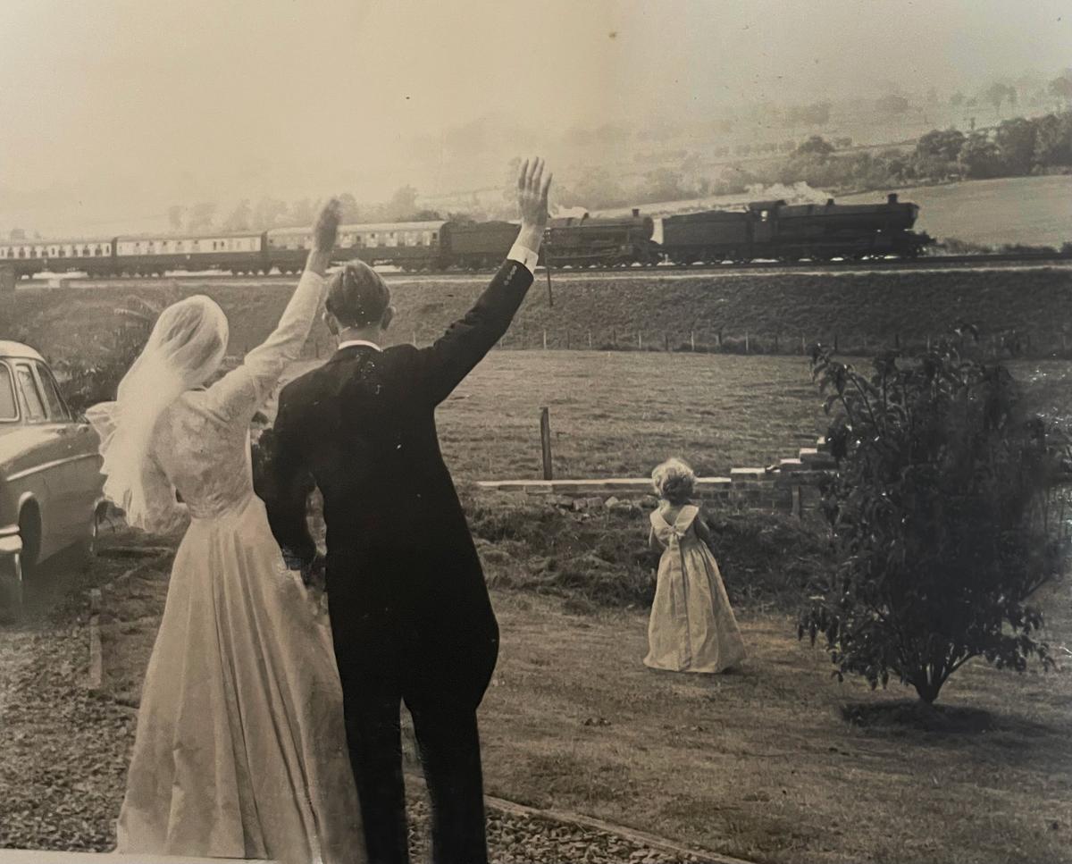 George and Margaret Stone's wedding photo from 1959. (SWNS)