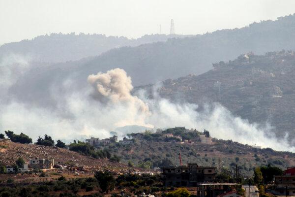 Smoke billows from the site of an Israeli airstrike that targeted the southern Lebanese village of Kfarkela near the border with Israel on Oct. 2, 2024. (AFP via Getty Images)