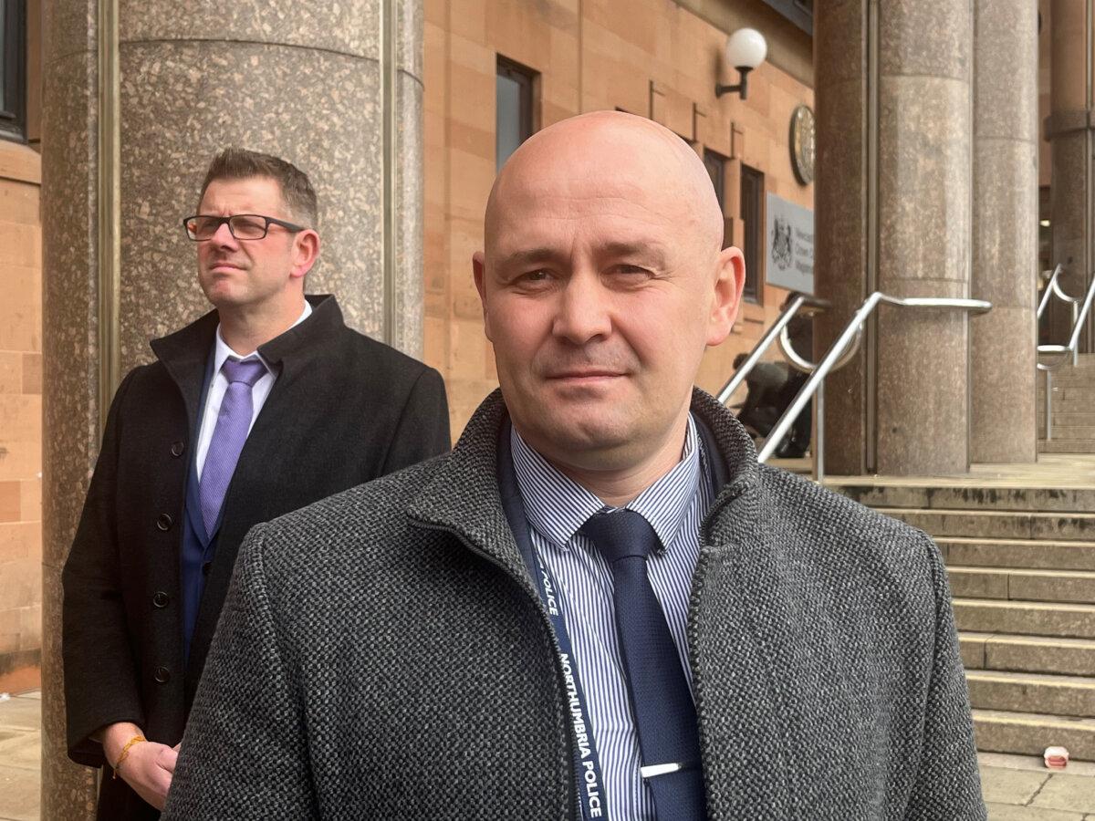 Detective Jason Henry of Northumbria Police, speaks to the media outside Newcastle Crown Court where Dr. Thomas Kwan admitted trying to murder his mother's long term partner, pictured on Oct. 7, 2024 (Northumbria Police/PA Wire)