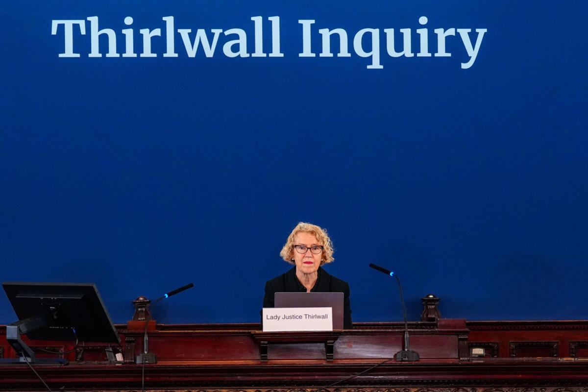 Chair of the inquiry Lady Justice Thirlwall at Liverpool Town Hall, ahead of hearings into the murders and attempted murders of babies that nurse Lucy Letby was convicted of, in Liverpool, England, on Sept. 9, 2024. (Peter Byrne - Pool/Getty Images)