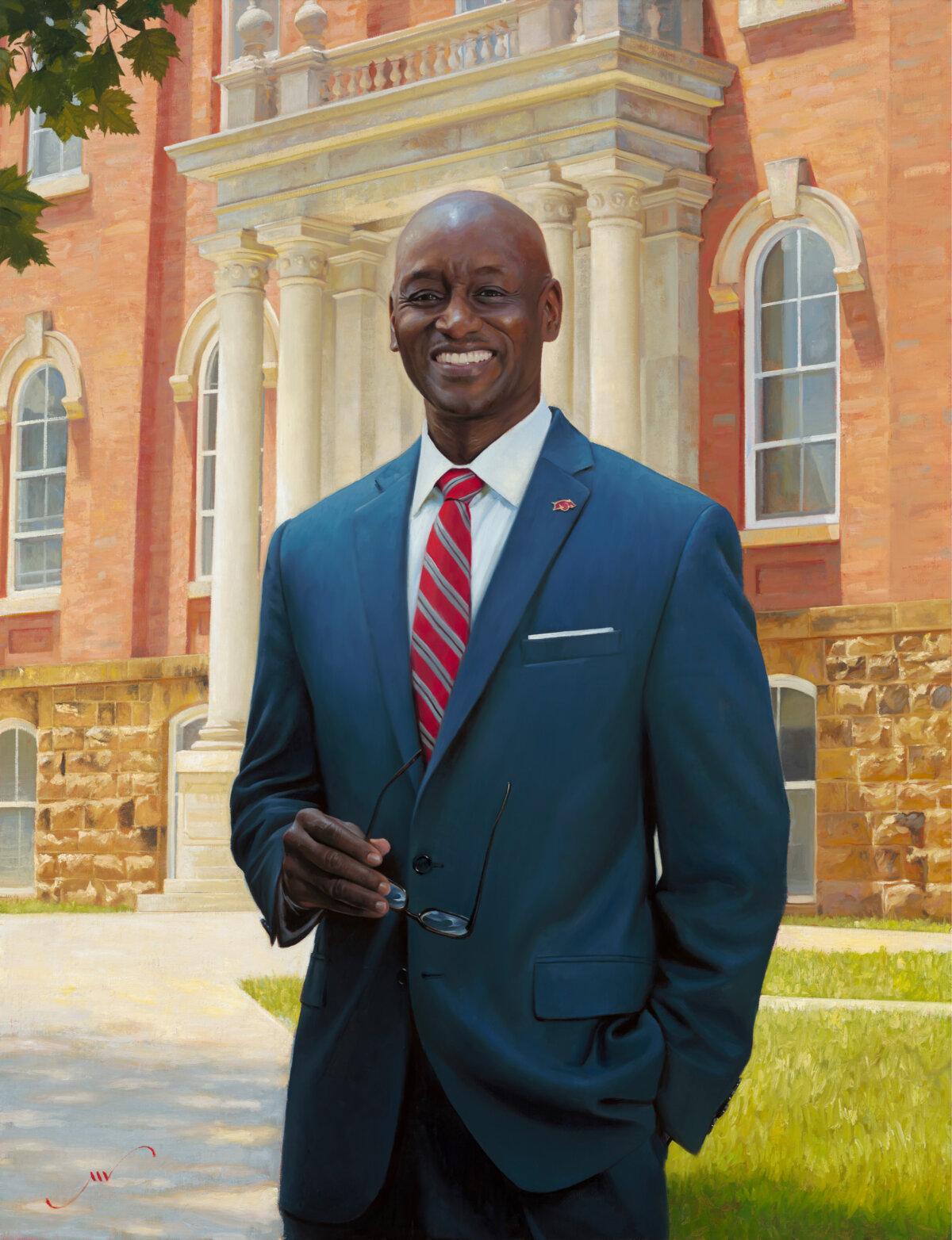 “Chancellor Charles F. Robinson,” 2024, by Mike Wimmer. Oil on canvas; 34 inches by 26 inches. (Courtesy of Art Renewal Center)