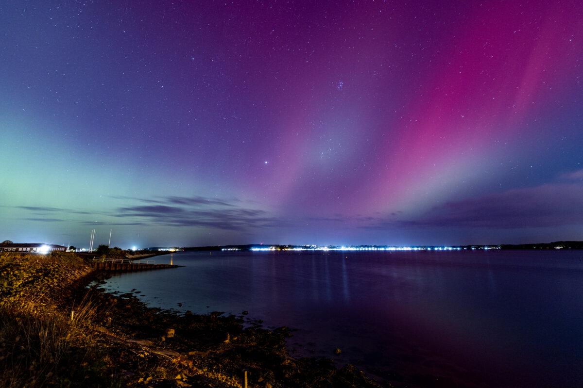 Northern lights over the Baltic Sea close to Kiel, northern Germany, on Oct. 10, 2024. (Axel Heimken/AFP via Getty Images)