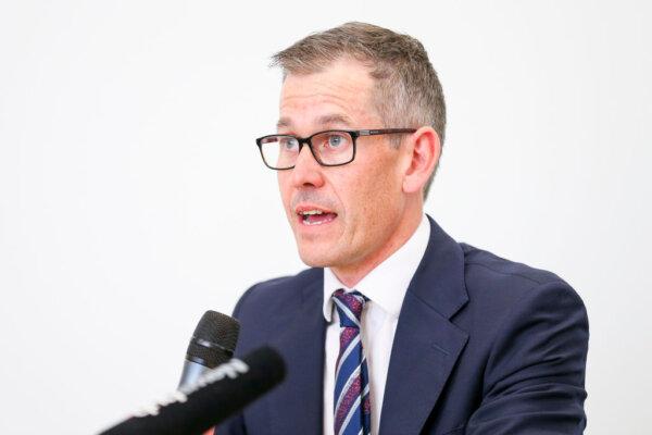 Assistant Reserve Bank Governor Christian Hawkesby speaks during a press conference at the Reserve Bank of New Zealand in Wellington, New Zealand, on March 16, 2020. (Hagen Hopkins/Getty Images)