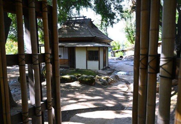 The Tea House seen through bamboo gates inside Fresno's Shinzen Friendship Garden in Woodward Park in Fresno, Calif., on Sept. 5, 2024. (Eric Paul Zamora/The Fresno Bee/TNS)
