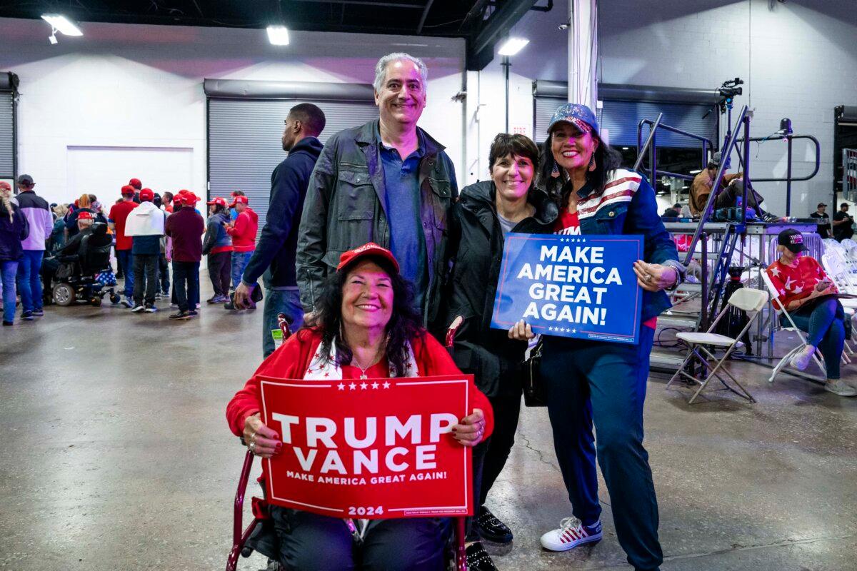 Jennifer Black, Sdesti Lordjan, and their family attend former President Donald Trumpâs town hall in Oaks, Pa., on Oct. 14, 2024. (Madalina Vasiliu/The Epoch Times)