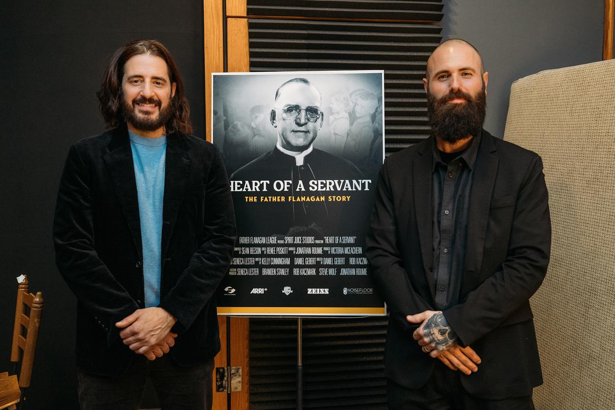Narrator Jonathan Roumie (L) and co-director Rob Kaczmark in "Heart of a Servant: The Father Flanagan Story." (Spirit Juice Studios)