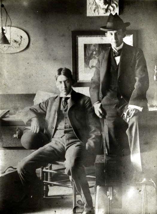George Ade (L) and John McCutcheon met in college at Purdue University and became lifelong friends. (Public Domain)