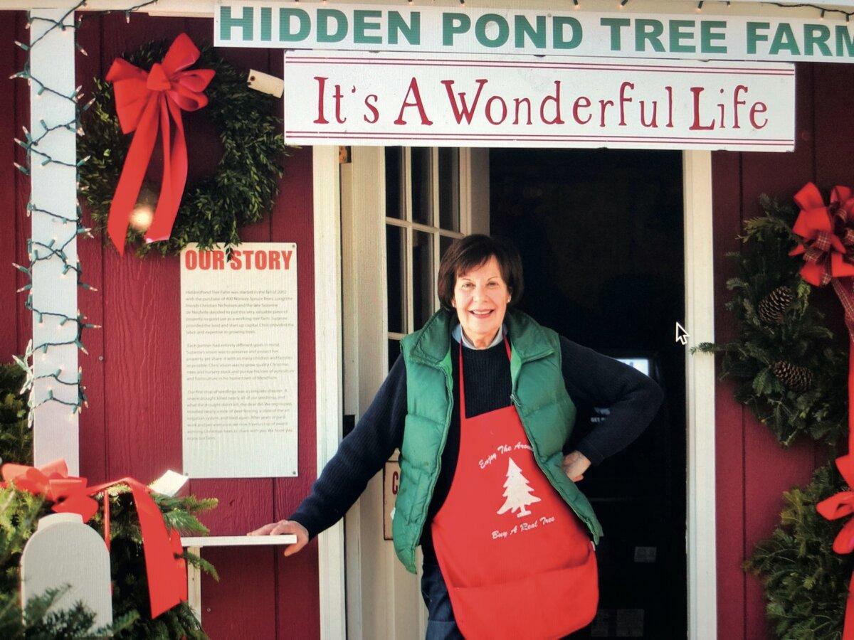 Christian Nicholson’s mother, Rosemarie Nicholson, helps out at the farm each Christmas season. (Courtesy of Hidden Pond Tree Farm)