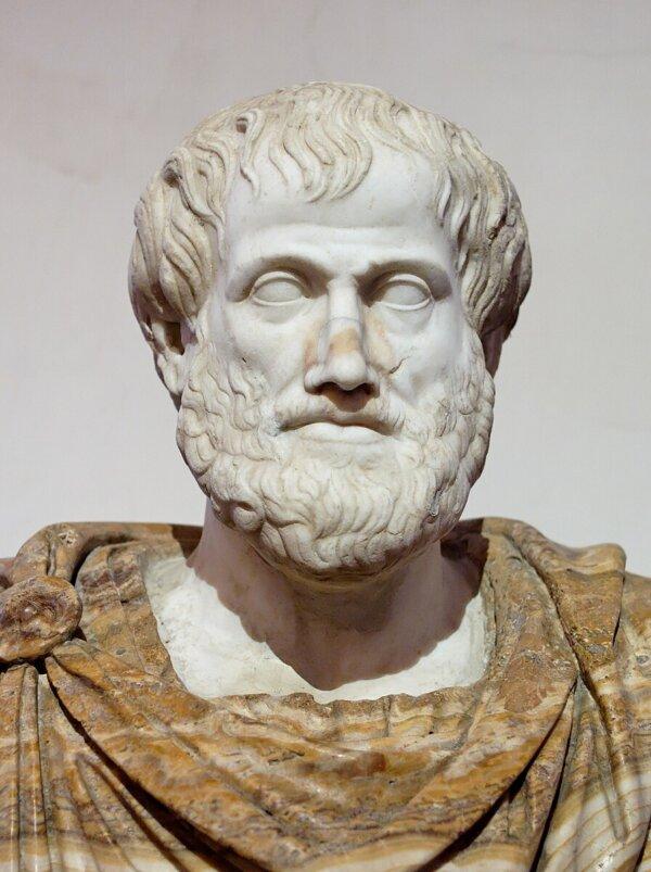 A marble bust of Aristotle copied by a Roman after a Greek version by Lysippos in 330 B.C. (PD-US)