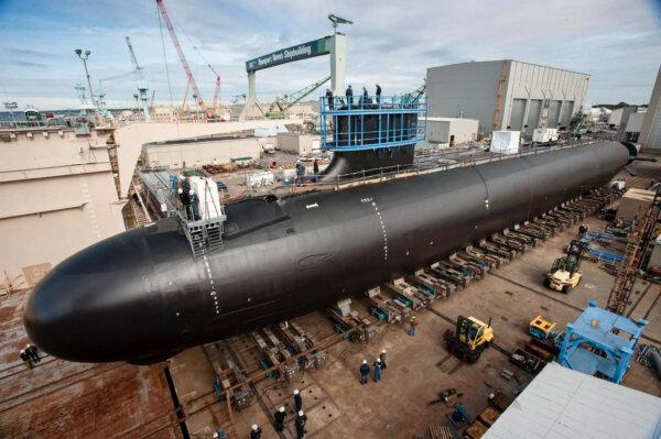 The Virginia-class attack submarine Minnesota (SSN 783) under construction at Huntington Ingalls Newport News Shipbuilding in 2012. (Joshua Karsten/U.S. Navy)