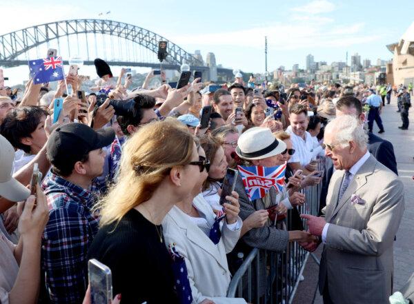 King Charles III meets members of the public at the Sydney Opera House in Sydney, Australia, on Oct. 22, 2024. (Chris Jackson/Getty Images)