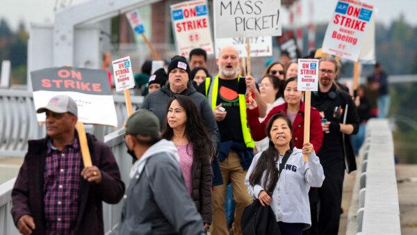 Boeing workers on strike. (Getty Images via NTD)