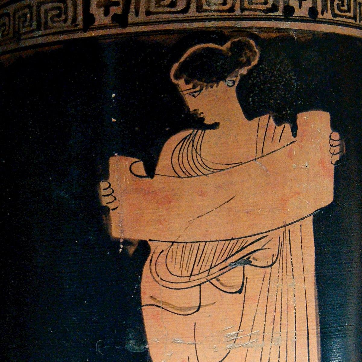 "Muse Reading a Scroll," 435–425 B.C., as it appears on a lekythos, an ancient Greek vessel. Louvre Museum, Paris. Even the muses of ancient Greece got lost in the written word. (Public Domain)<span style="font-size: 16px;"> </span>
