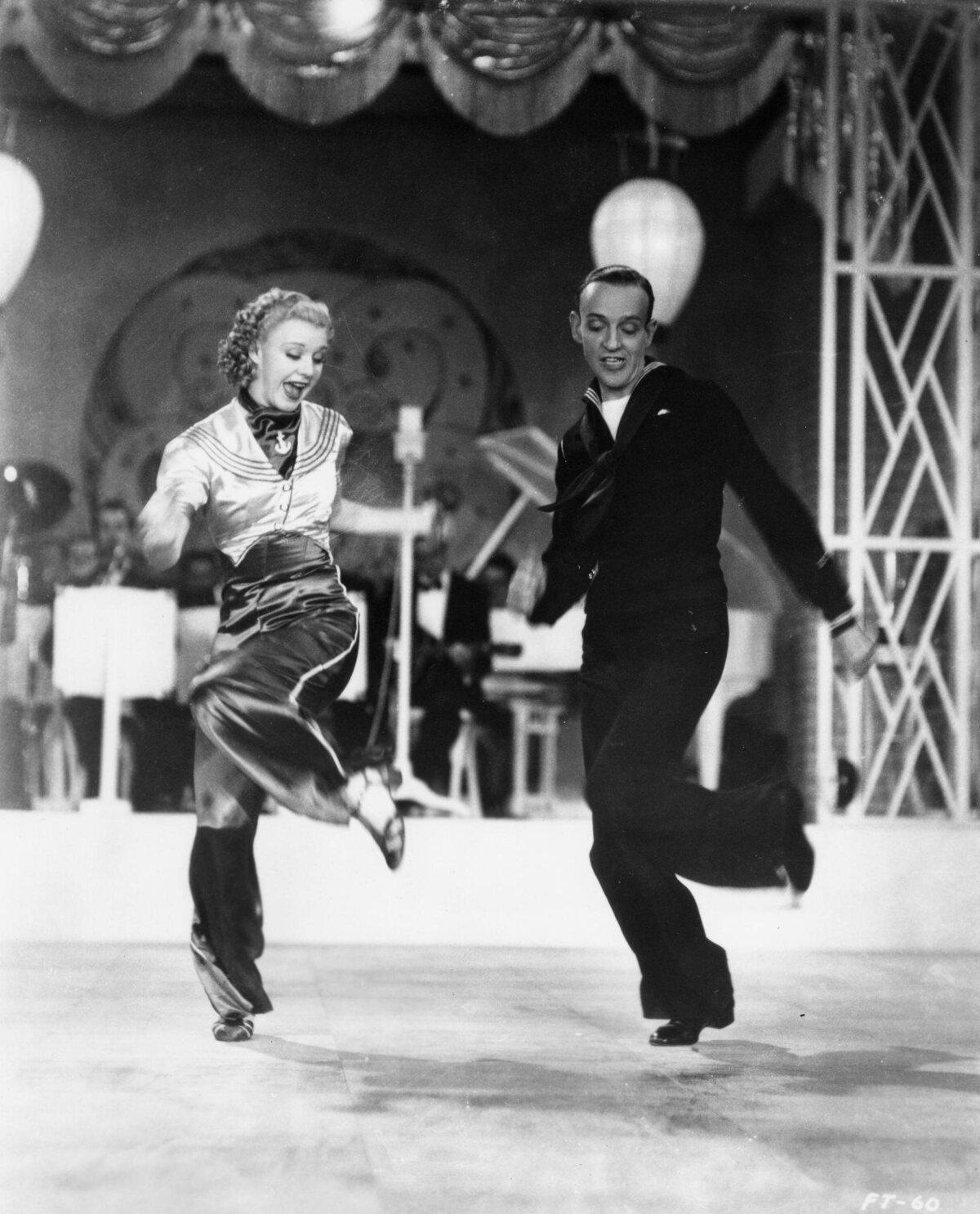 Ginger and Fred do some serious tapping, in "Follow the Fleet." (MovieStillsDB)