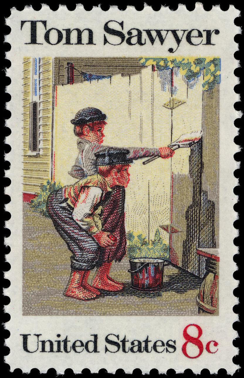American Folklore Issue: "Tom Sawyer," 8-cent, 1972 U.S. stamp. (Public Domain)