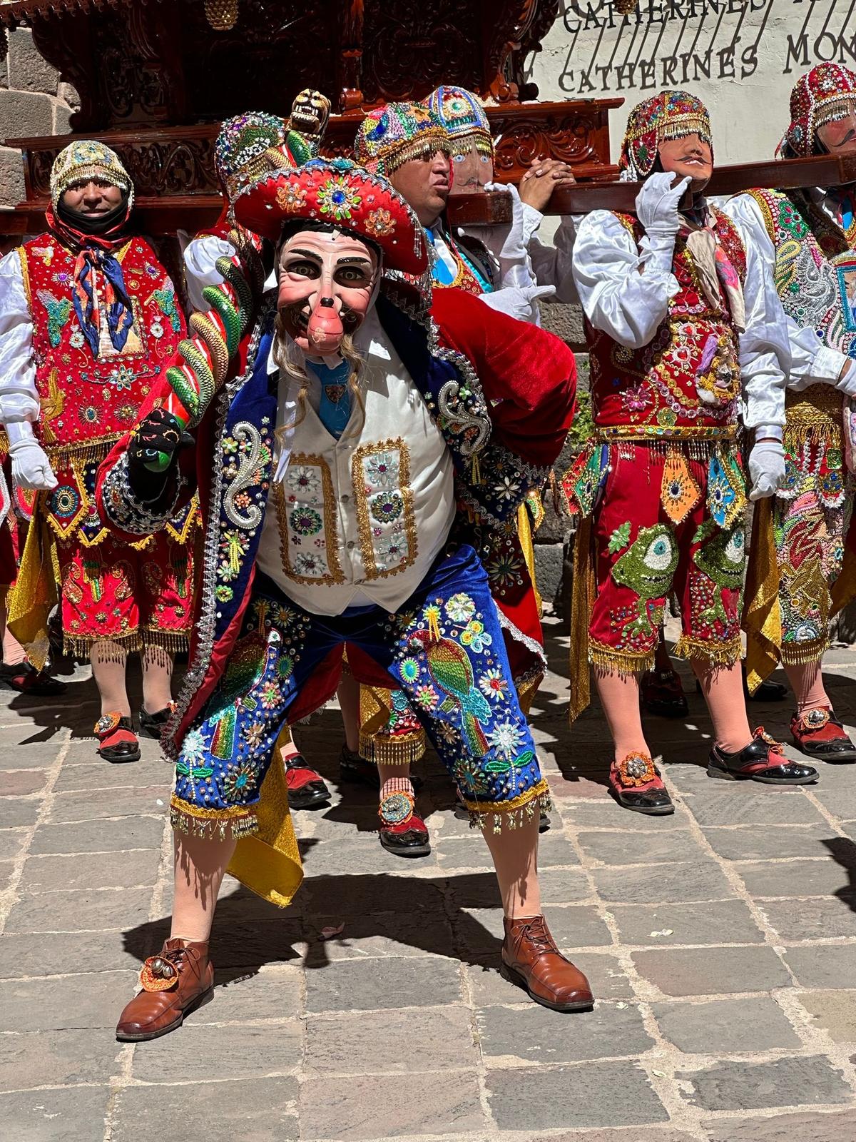 Participants dress up for the Santa Catalina procession in Cusco. (Teresa Bergen)