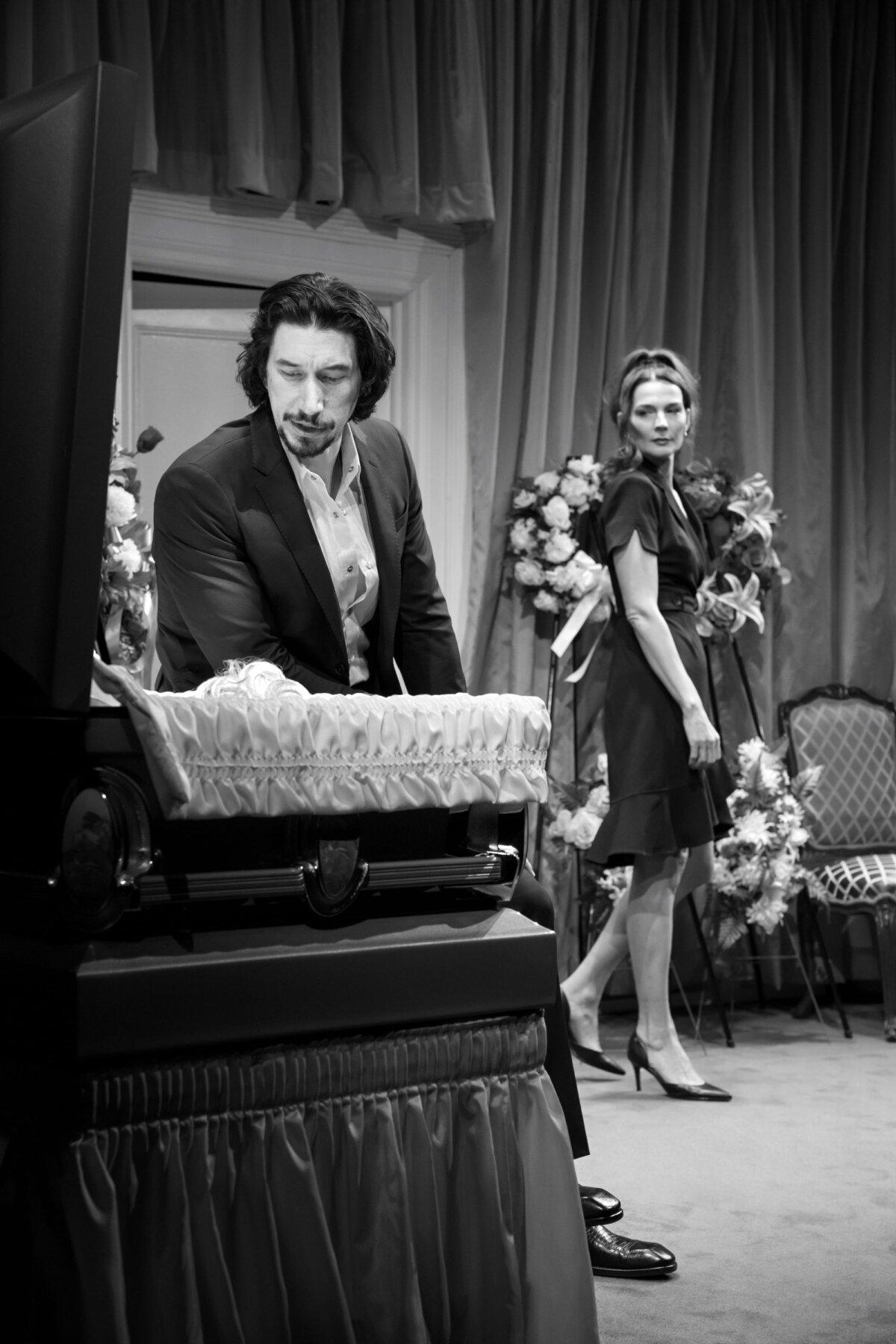 Strings McCrane (Adam Driver) pays his respects to his mother, while Nancy (Heather Burns) looks on, in "Hold on to Me Darling." (Julieta Cervantes)