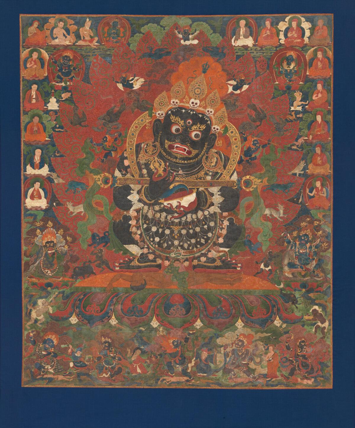“Mahakala, Protector of the Tent,” circa 1500, Central Tibet. Distemper (pigment with animal glue or casein) on cloth; 64 inches by 53 inches. Gift of the Zimmerman Family, 2012, Zimmerman Family Collection. (Public Domain)
