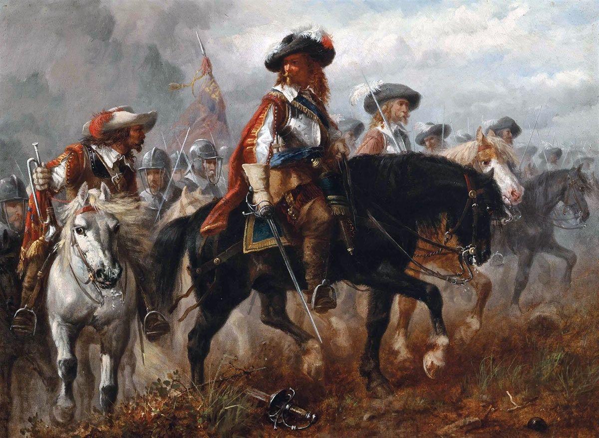 King Charles I and Prince Rupert before the English Civil War's Battle of Naseby on June 14,1645 by an unknown 19th century artist. (Public Domain)